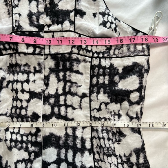 NEW NWT Cynthia Rowley Snakeskin Black/White Sleeveless 100% Linen Dress Size 14 - Picture 14 of 16